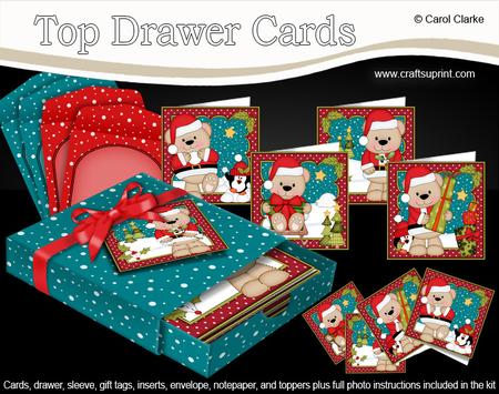 3D Christmas Livvy Bear Top Drawer Cards Bumper Kit