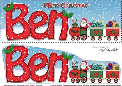 Large Dl Christmas Ben Santa's Train 3D Decoupage