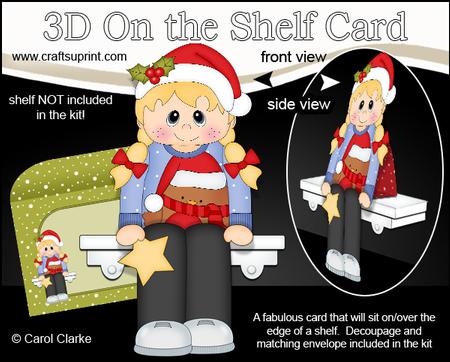 3D on the Shelf Card Kit - Little Christmas Jumper Girl