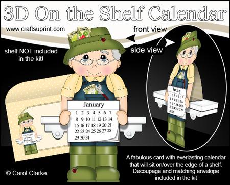 3D on the Shelf Everlasting Calendar Kit - Gardening Old Man