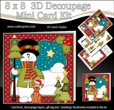 8x8 Christmas Snowman Rio's Tree Mini Kit 3D Decoupage