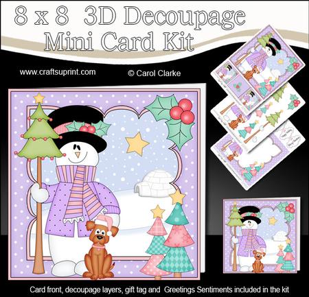8x8 Christmas Snowman Rio's Tree Mini Kit 3D Decoupage