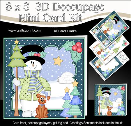 8x8 Christmas Snowman Rio's Tree Mini Kit 3D Decoupage