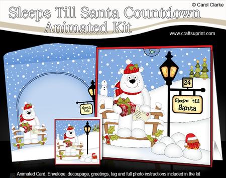 3D Christmas Ben Polar Bear Sleeps Till Santa Countdown Card