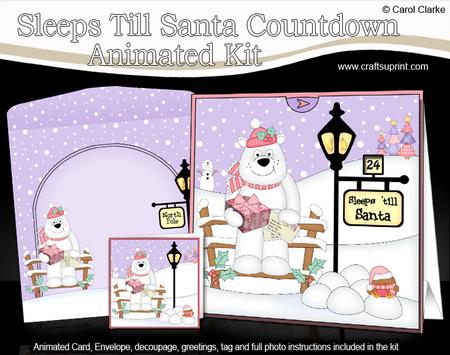 3D Christmas Ben Polar Bear Sleeps Till Santa Countdown Card