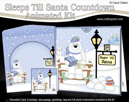 3D Christmas Ben Polar Bear Sleeps Till Santa Countdown Card