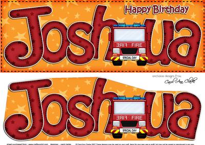 Large Dl Birthday Joshua Fire Engine Card & 3D Decoupage
