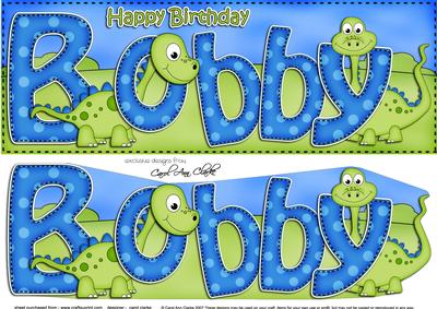 Large Dl Birthday Bobby Dinosaur Card & 3D Decoupage