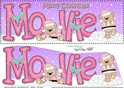 Large Dl Christmas Mollie Livvy Bear 3D Decoupage