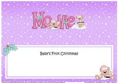 Large Dl Christmas Mollie Livvy Bear Insert