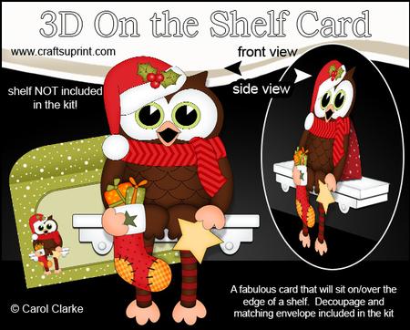 3D on the Shelf Card Kit - Christmas Little Hoot Owl