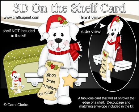 3D on the Shelf Card Kit - Little Christmas Labrador Dog