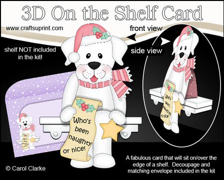 3D on the Shelf Card Kit - Little Christmas Labrador Dog