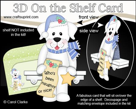 3D on the Shelf Card Kit - Little Christmas Labrador Dog
