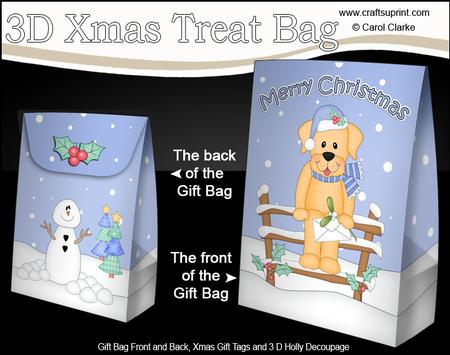 3D Little Christmas Golden Labrador Gift Bag Mini Kit