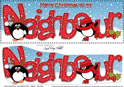 Large Dl Christmas Neighbour Penguins 3D Decoupage