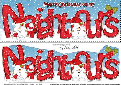 Large Dl Christmas Neighbours Snowball Sam 3D Decoupage