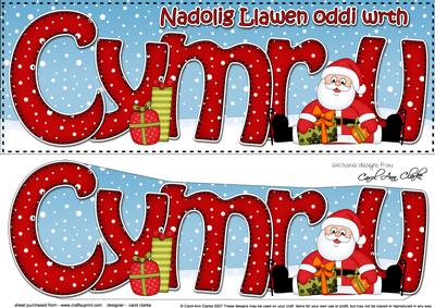Large Dl Nadolig Llawen Oddi Wrth Cymru Santa 3D Decoupage