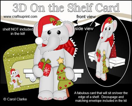 3D on the Shelf Card Kit - Little Christmas Elephant