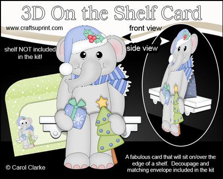 3D on the Shelf Card Kit - Little Christmas Elephant