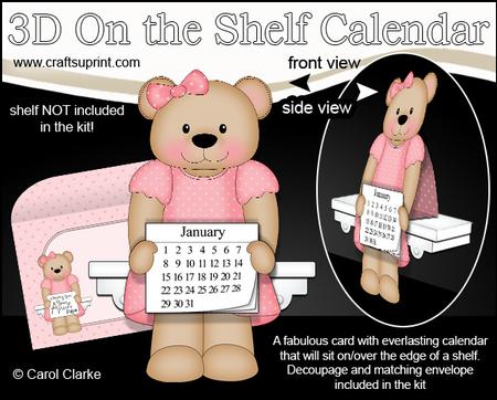 3D on the Shelf Everlasting Calendar Kit - Livvy Bear