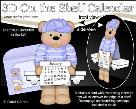 3D on the Shelf Everlasting Calendar Kit - Austin Bear