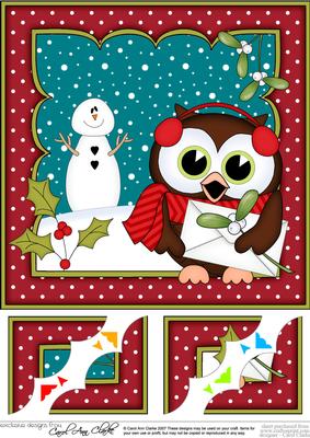 8 x 8 Christmas Little Hoot Owl's Letter Scalloped Corner