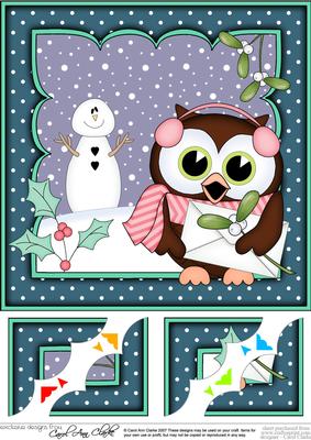 8 x 8 Christmas Little Hoot Owl's Letter Scalloped Corner