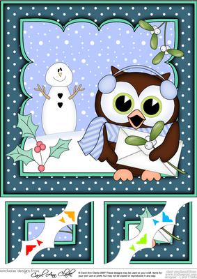 8 x 8 Christmas Little Hoot Owl's Letter Scalloped Corner