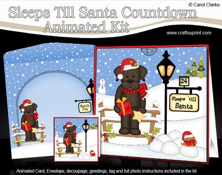 3D Little Christmas Dog Sleeps Till Santa Countdown Card