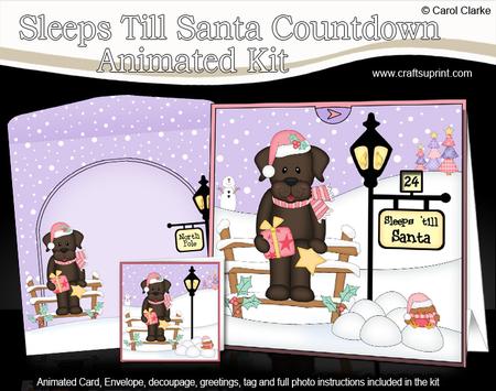 3D Little Christmas Dog Sleeps Till Santa Countdown Card