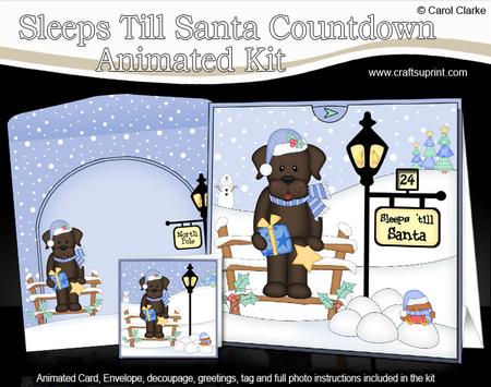 3D Little Christmas Dog Sleeps Till Santa Countdown Card