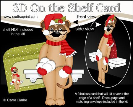 3D on the Shelf Card Kit - Little Christmas Meerkat
