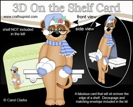 3D on the Shelf Card Kit - Little Christmas Meerkat