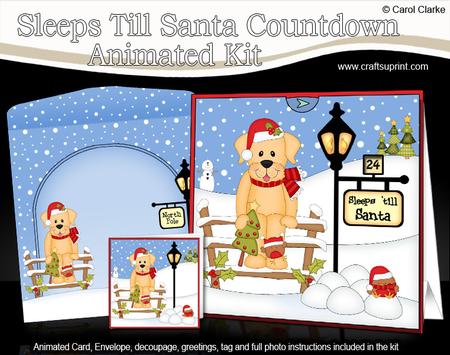 3D Christmas Labrador Dog Sleeps Till Santa Countdown Card