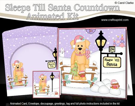 3D Christmas Labrador Dog Sleeps Till Santa Countdown Card