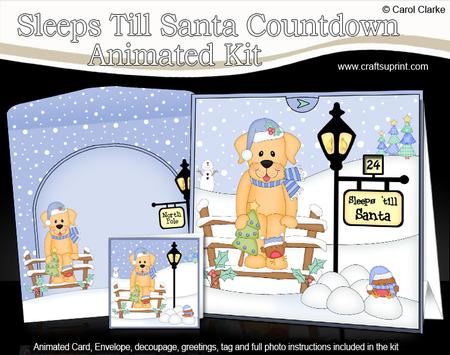3D Christmas Labrador Dog Sleeps Till Santa Countdown Card