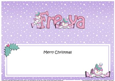Large Dl Christmas Freya Snowman Insert