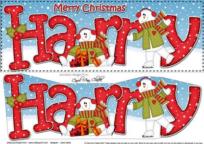 Large Dl Christmas Harry Snowmen 3D Decoupage