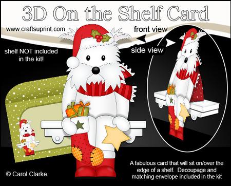 3D on the Shelf Card Kit - Little Christmas Westie Dog