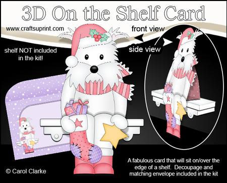 3D on the Shelf Card Kit - Little Christmas Westie Dog