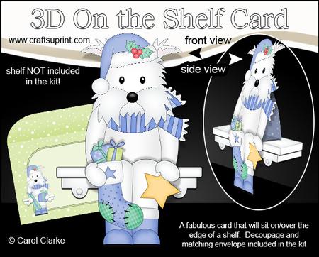 3D on the Shelf Card Kit - Little Christmas Westie Dog
