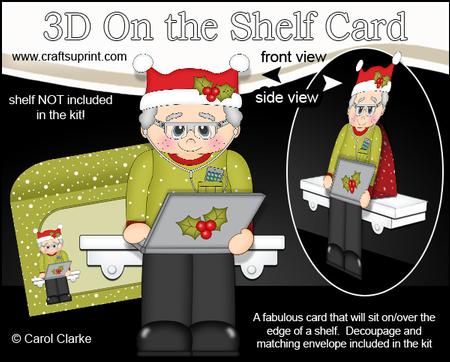3D on the Shelf Card Kit - Little Christmas Computer Old Man