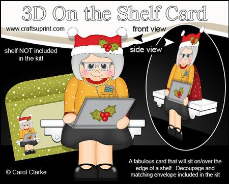 3D on the Shelf Card Kit - Christmas Computer Old Lady