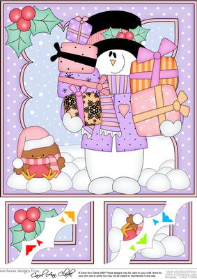 8 x 8 Christmas Snowman Rio's Presents Scalloped Topper