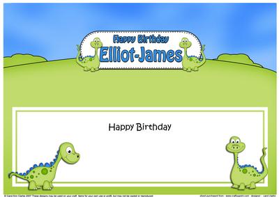 Large Dl Birthday Elliot-james Dinosaurs Matching Insert