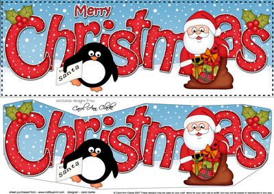 Large Dl Christmas Santa & Penguin 3D Decoupage
