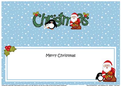 Large Dl Christmas Santa & Penguin Insert