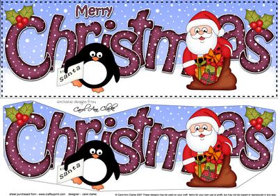 Large Dl Christmas Santa & Penguin 3D Decoupage