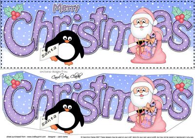 Large Dl Christmas Santa & Penguin 3D Decoupage
